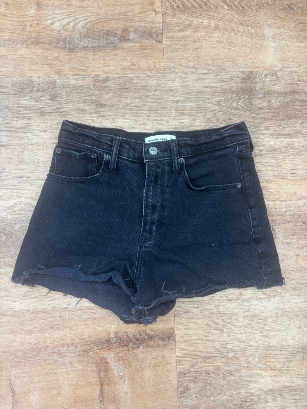 Abercrombie & Fitch Black Raw-Hem Denim Shorts